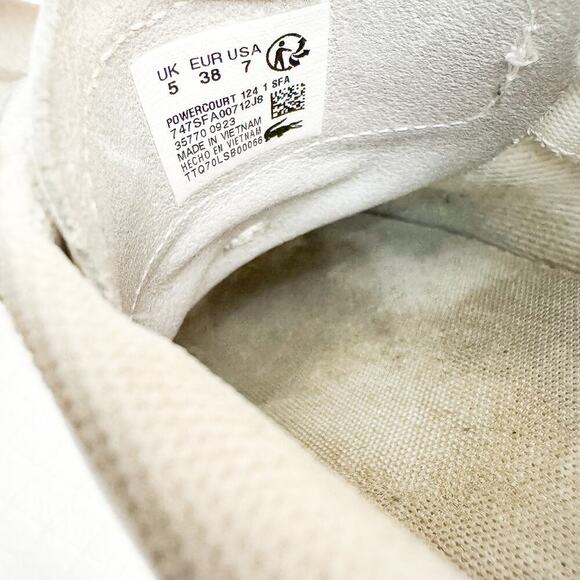 Lacoste White Tennis Sneaker Shoes White Cream Size 7 - Picture 5 of 7